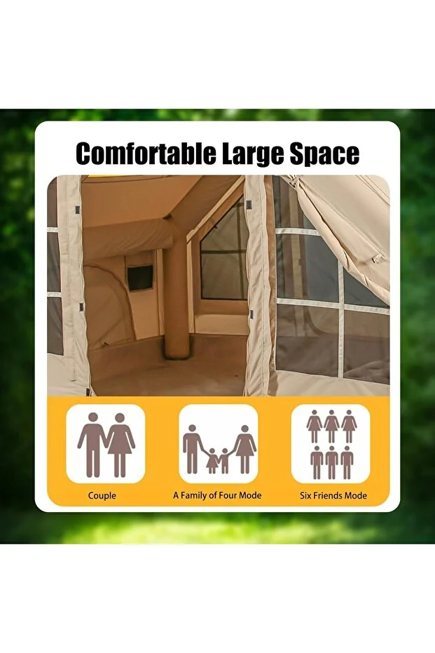 Tourus Şişme Çadır 420D 300X210X200 Cm 6,00M2 Çantalı Pompalı Lüx Şişme Çadır